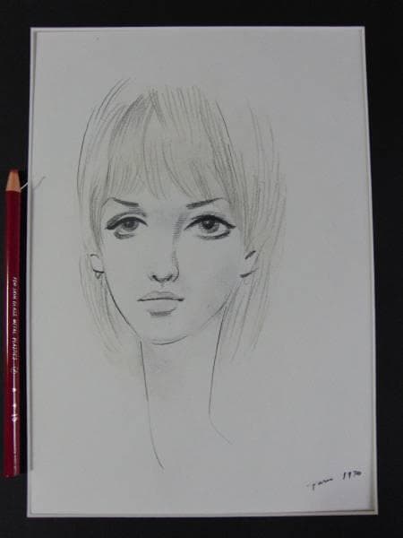 東郷青児、巴里の女、希少画集より、新品額装・額装付、版上