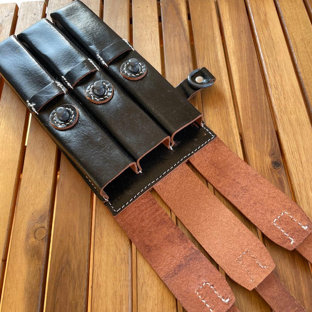 MP40レザーマガジンポーチ+重装用サスペンダー セット 旧ドイツ軍