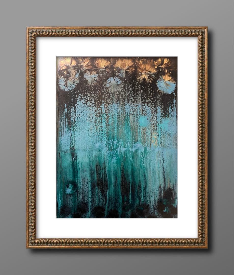 貴重な肉筆原画 橋本不二子「バラと苺(Wishing)」水彩画 直筆サイン入