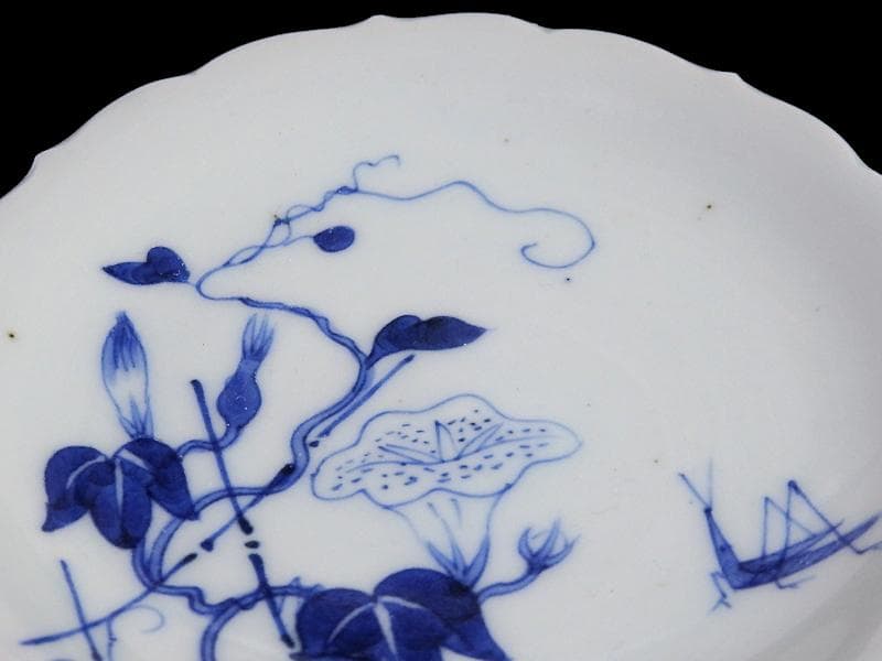 古伊万里染付平角繋ぎに五弁花の図豆皿A879AS-BWo