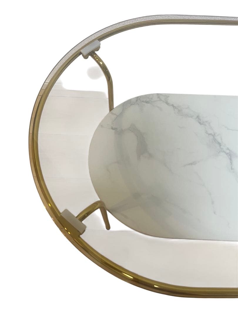 【美品】Francfranc レガートコーヒーテーブルL ゴールド×マーブル