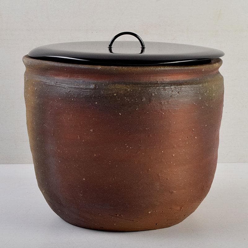 茶道具 備前焼 小山末廣作 一重口水指 共布共箱 C 9163D