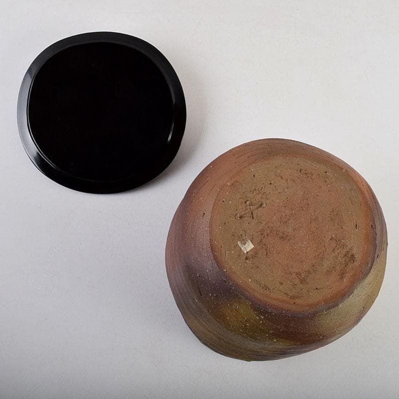 茶道具 備前焼 小山末廣作 一重口水指 共布共箱 C 9163D