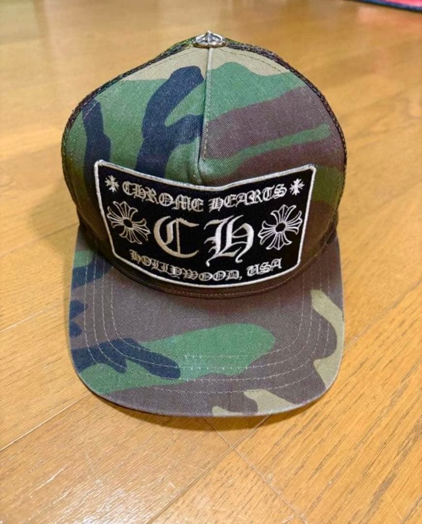 黒 CHROME HEARTS 迷彩キャップ chrome トラッカーキャップ TRUCKER