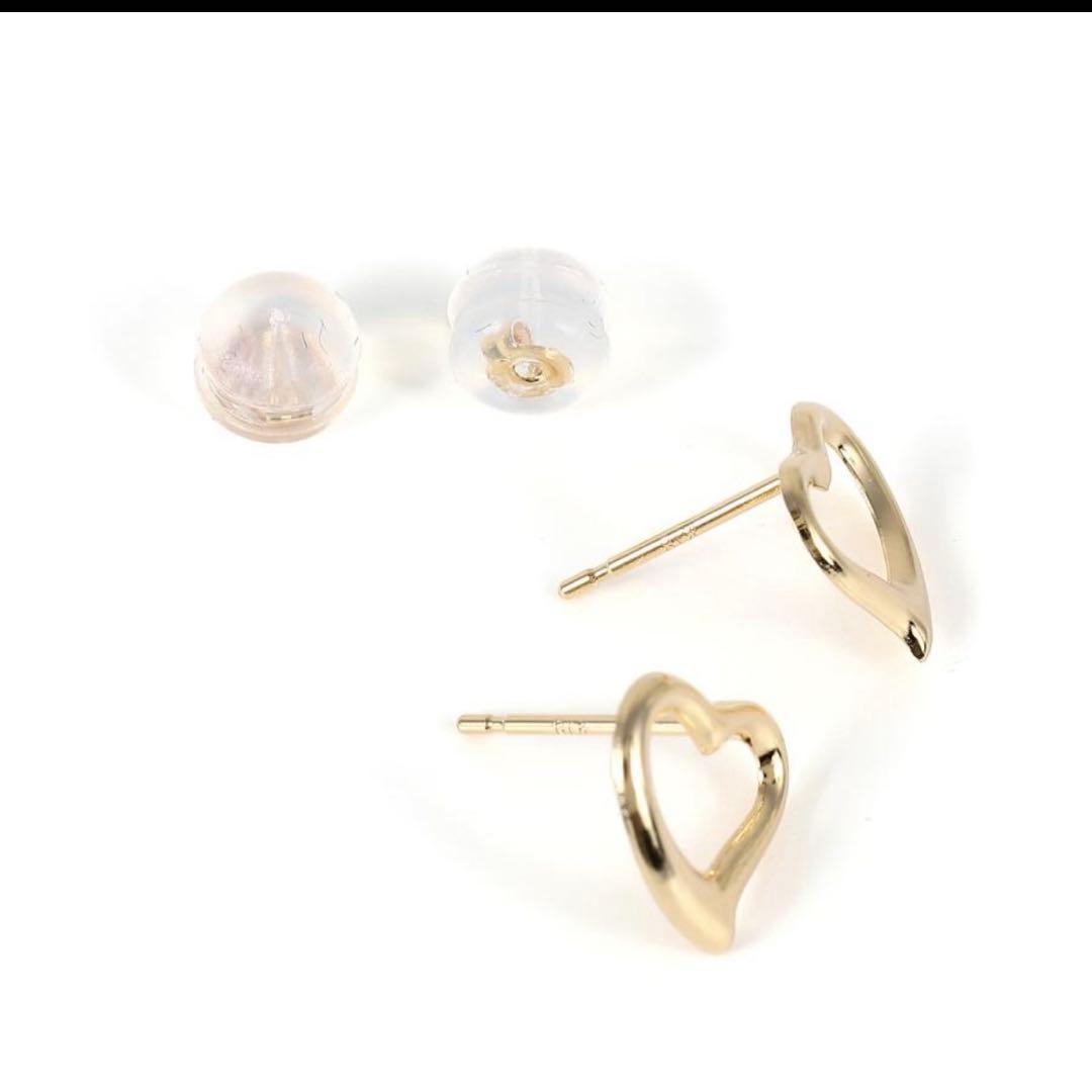 k18 ピアス オープンハート イエローゴールド Lサイズ約10mm×9mm
