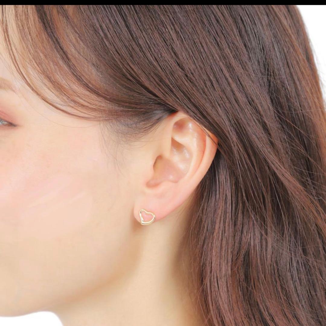 k18 ピアス オープンハート イエローゴールド Lサイズ約10mm×9mm