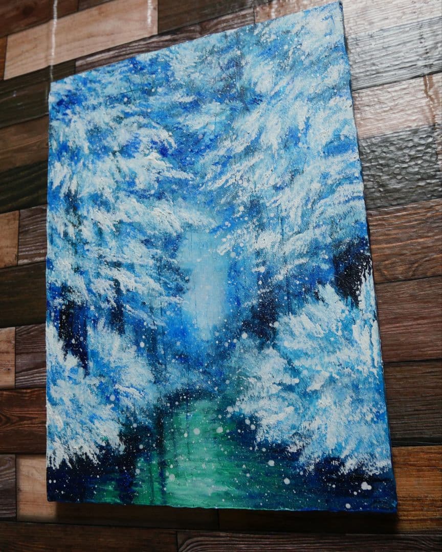 油絵 絵画 【冬の川】