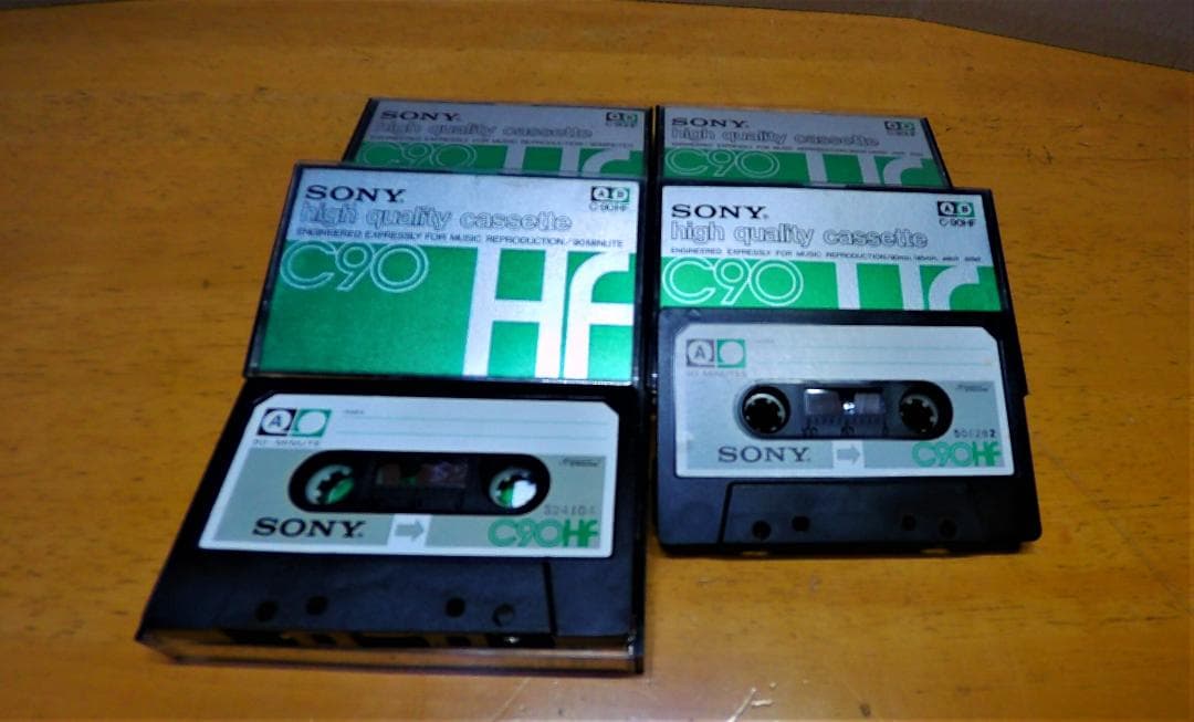 使用品内容消去済：SONYのC90HFカセットテープ5ケース
