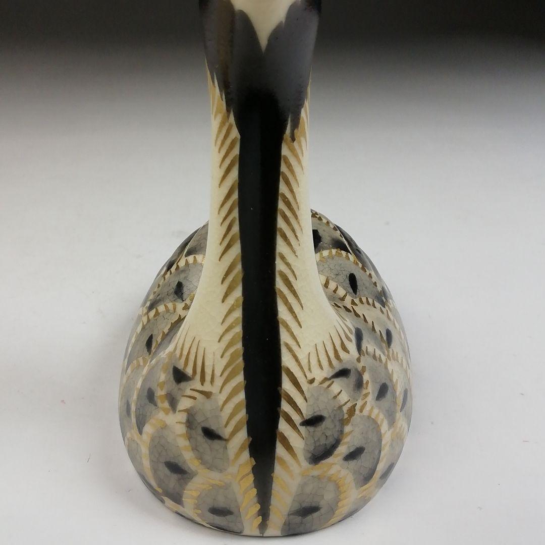 W98 香合 『仁清写 鶴』『平安 手塚桐鳳 造』 共箱 茶道具 O3 茶道具 京