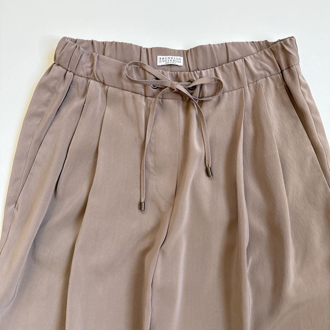 ▪️ブルネロクチネリ ガウチョパンツ シルク混 ゴムウエスト ブラウン