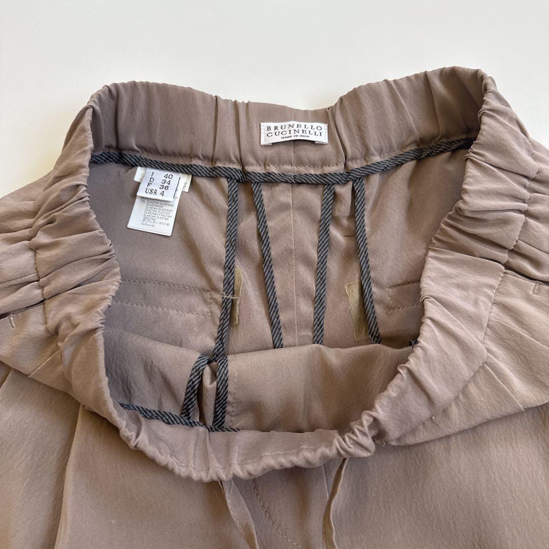 ▪️ブルネロクチネリ ガウチョパンツ シルク混 ゴムウエスト ブラウン