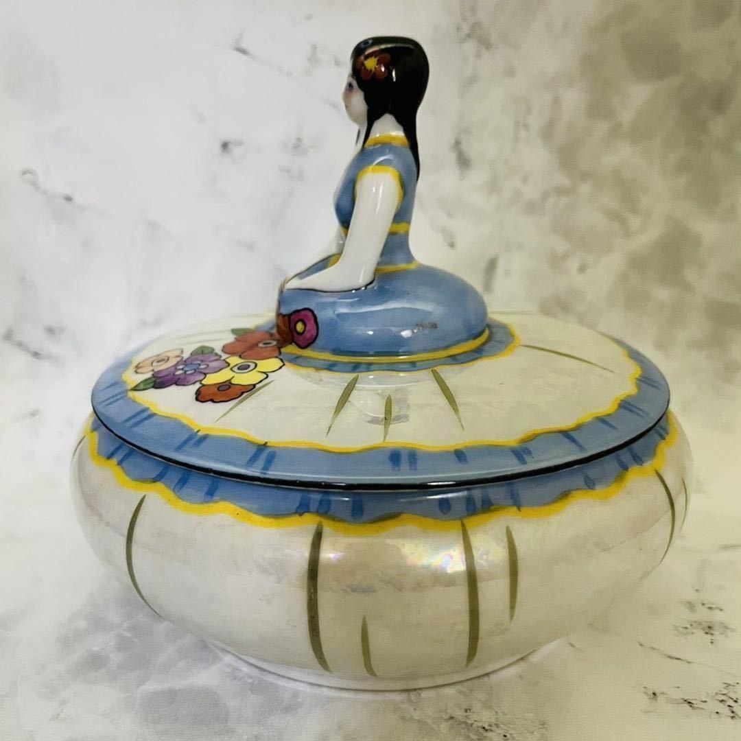 【オールドノリタケ/デコレディ/パウダーボックス】アールデコ/ラスター彩/ドール