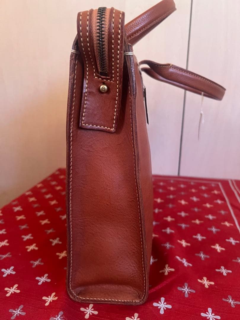 genten ブラウンレザー ビジネスバッグ