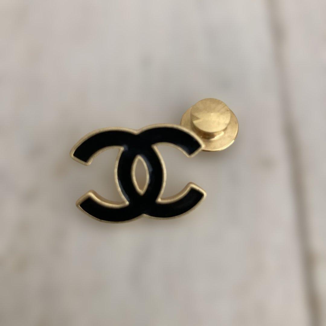 CHANEL シャネル ココマーク ピンブローチ 02A ブラック×ゴールド