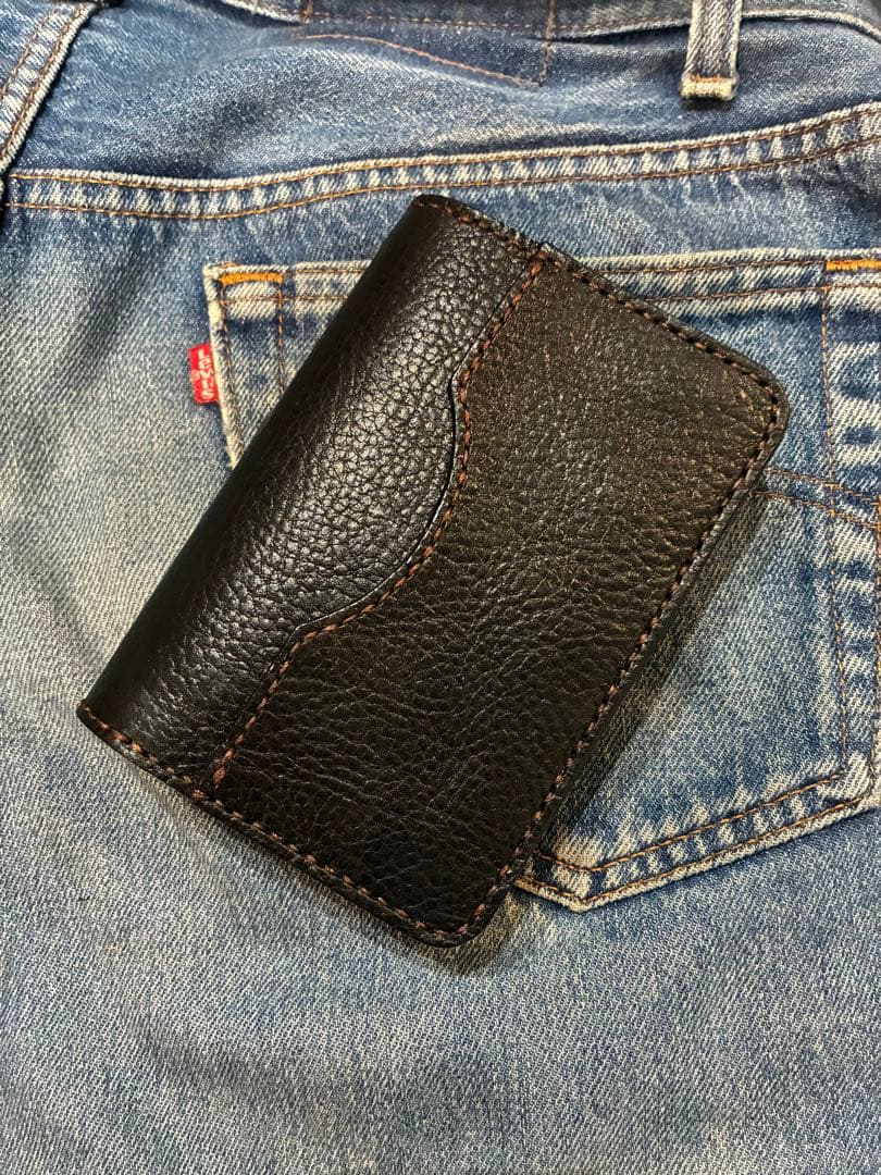 ミドルトラッカーウォレット　姫路レザー　シュリンク　シルバー925 クロスボール