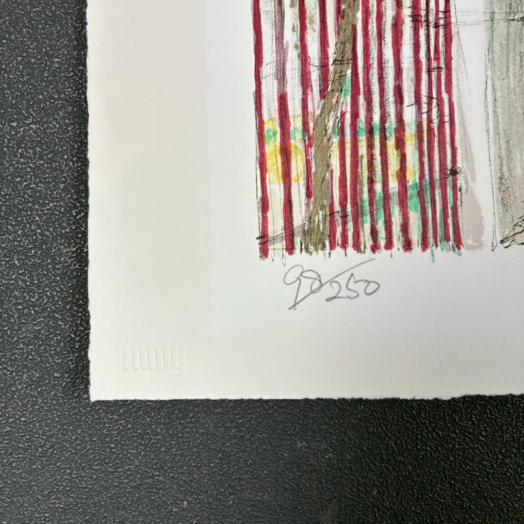 美品 小田切訓「モンマルトルの秋」リトグラフ 直筆サイン入り