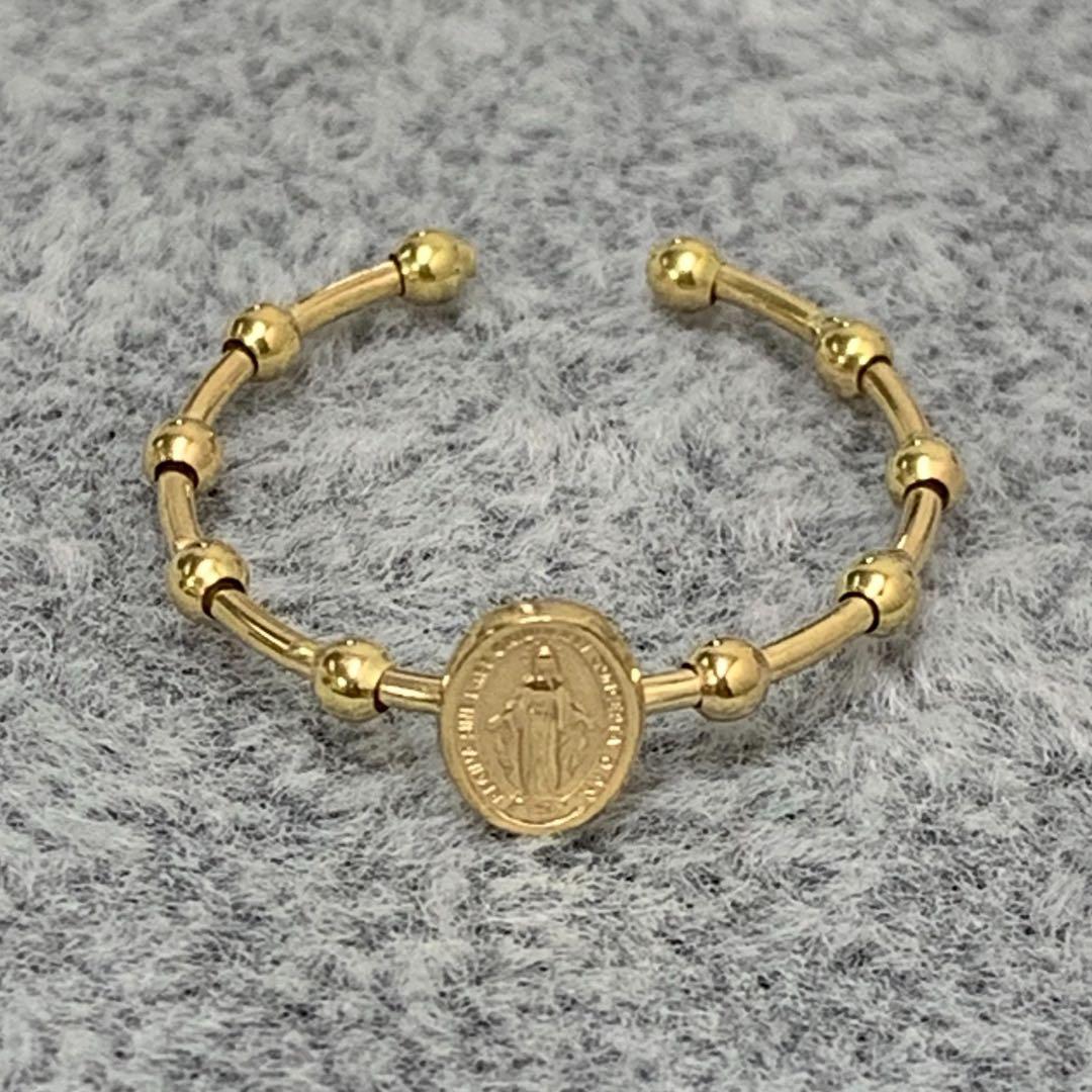 K18不思議のメダイ マリア ロザリオ ピンキー フリーサイズ 約8号~15号