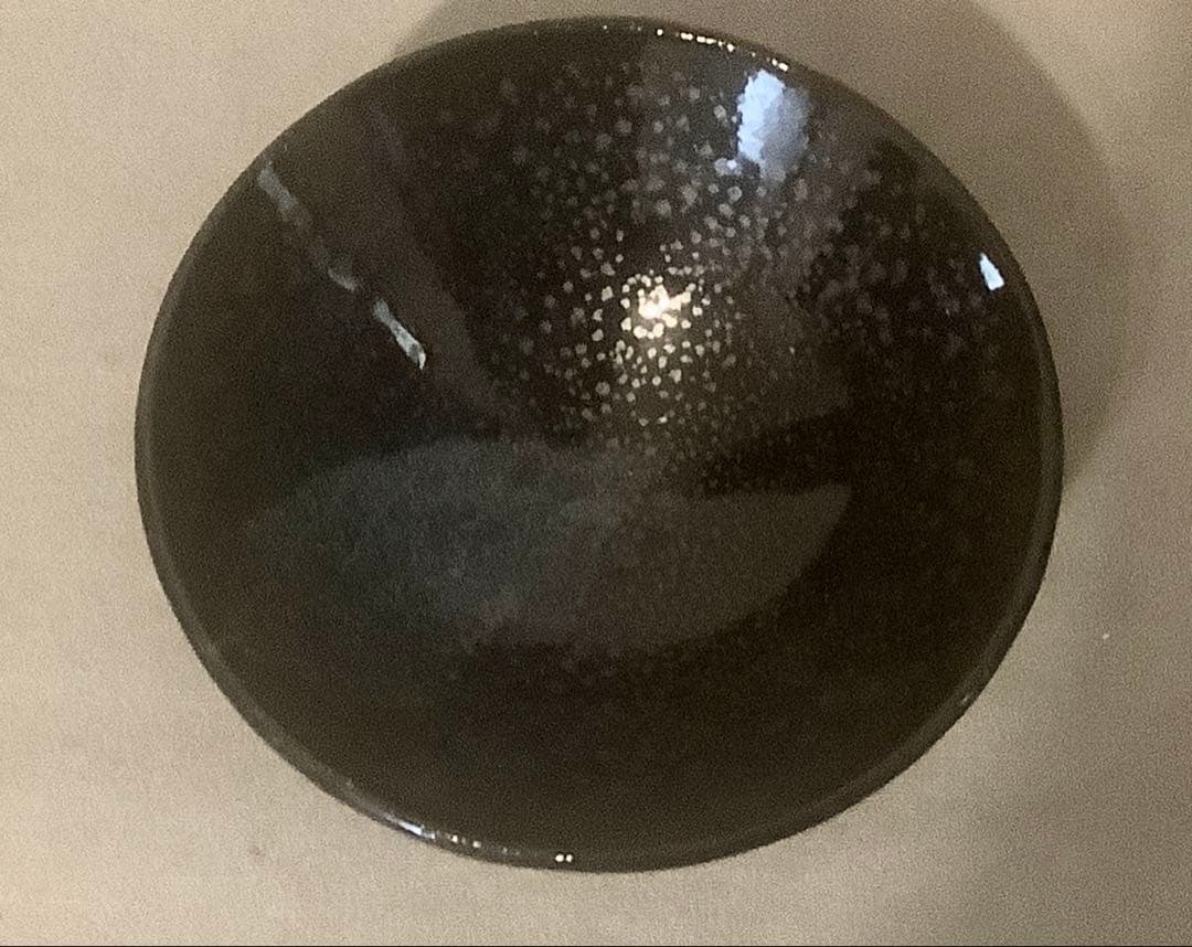 人間国宝 江有庭作 圓山窯 蔵色天目 茶碗 共箱 共布 略歴付 茶道具