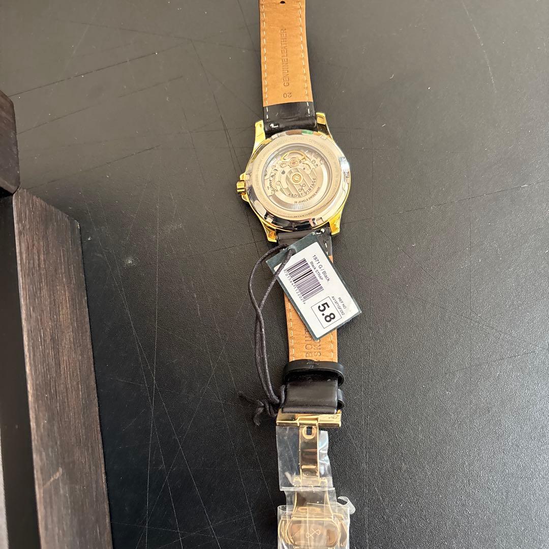 【ジャンク】ABOUT VINTAGE 自動巻き腕時計 ブラック/ゴールド