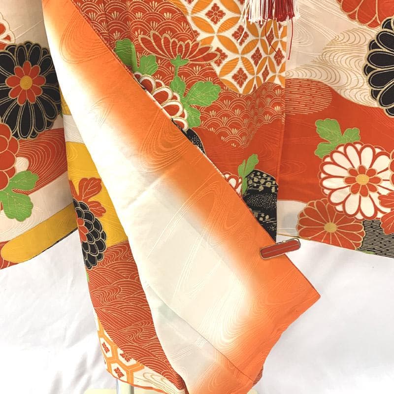 512ag47■七五三 七歳 女児 着物&袋帯 菊■状態良好