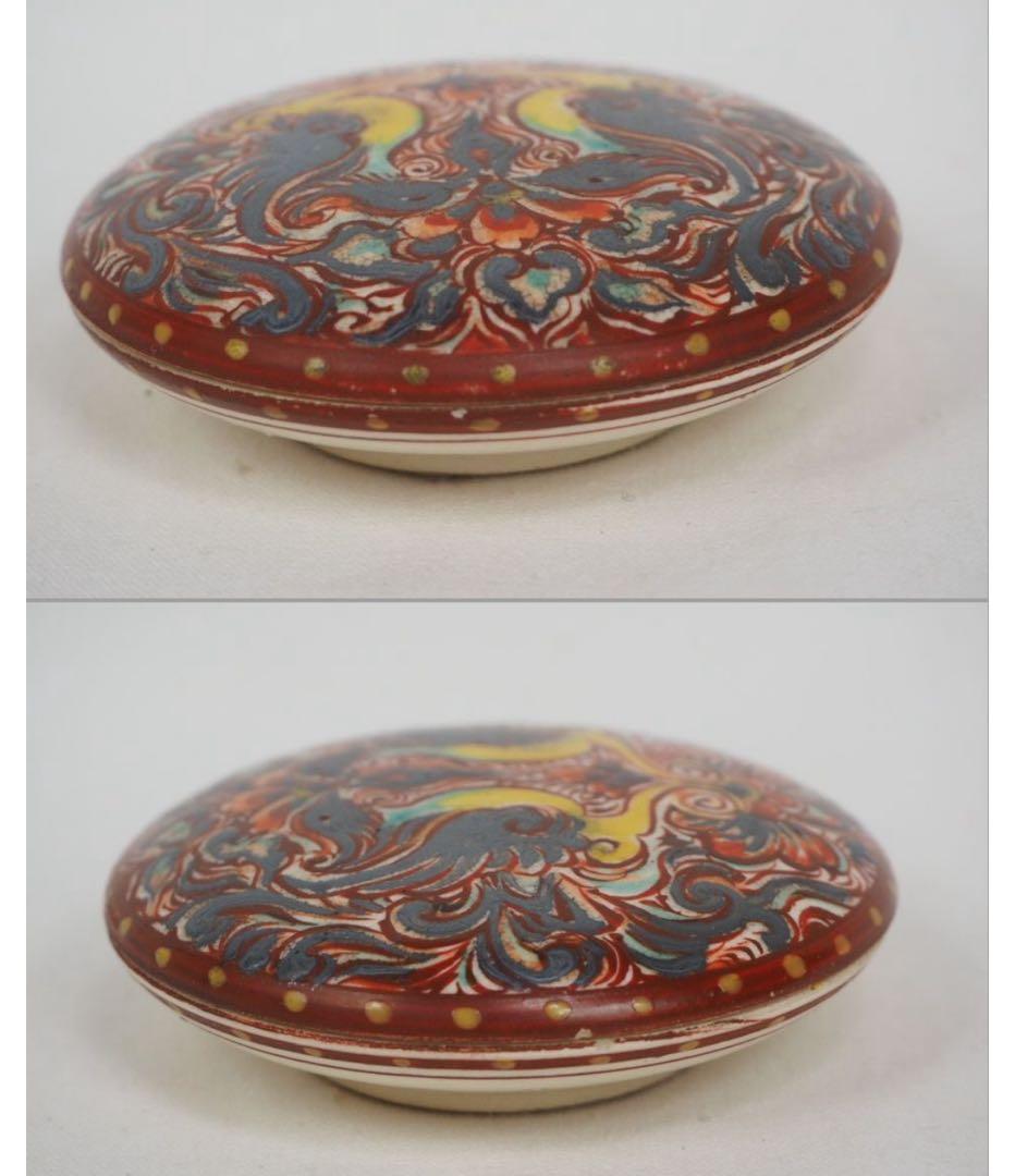 送料無料　古作　銀彩鳳凰文香合　華道具煎茶道具