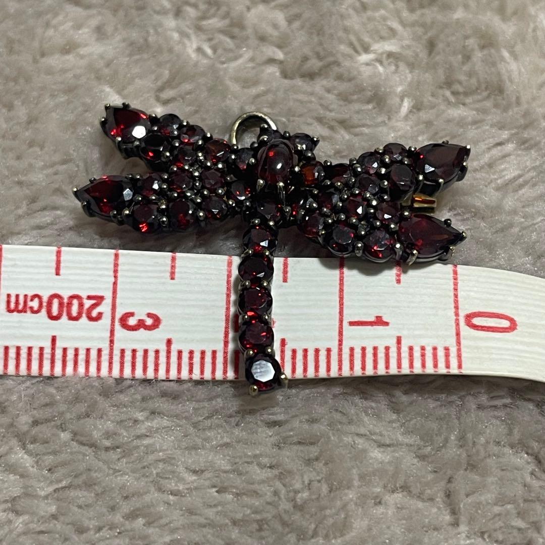 碌山 ROKUZAN ロクザン ガーネット 925トンボ ブローチ トップ