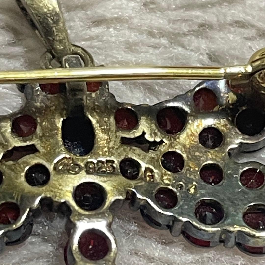 碌山 ROKUZAN ロクザン ガーネット 925トンボ ブローチ トップ