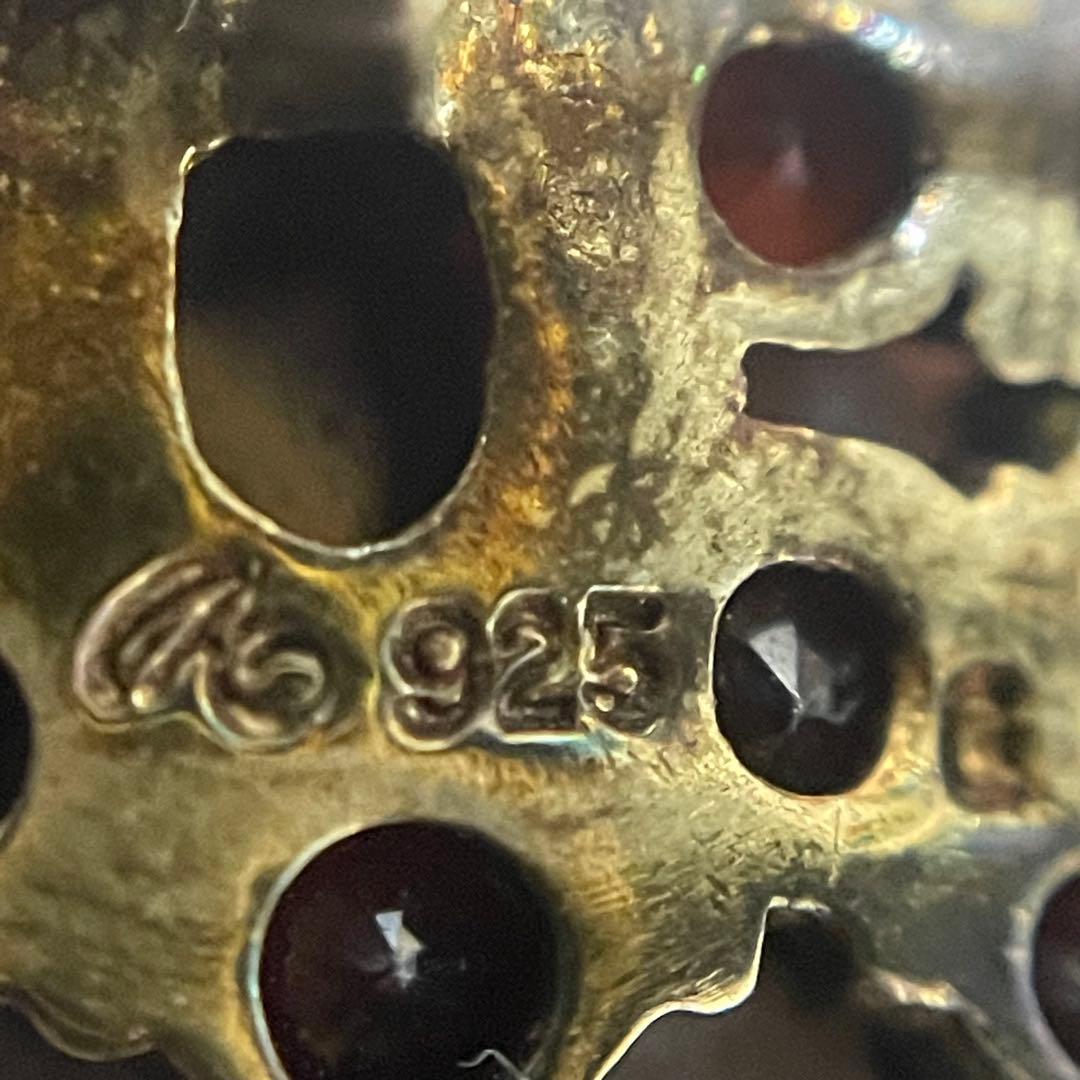 碌山 ROKUZAN ロクザン ガーネット 925トンボ ブローチ トップ