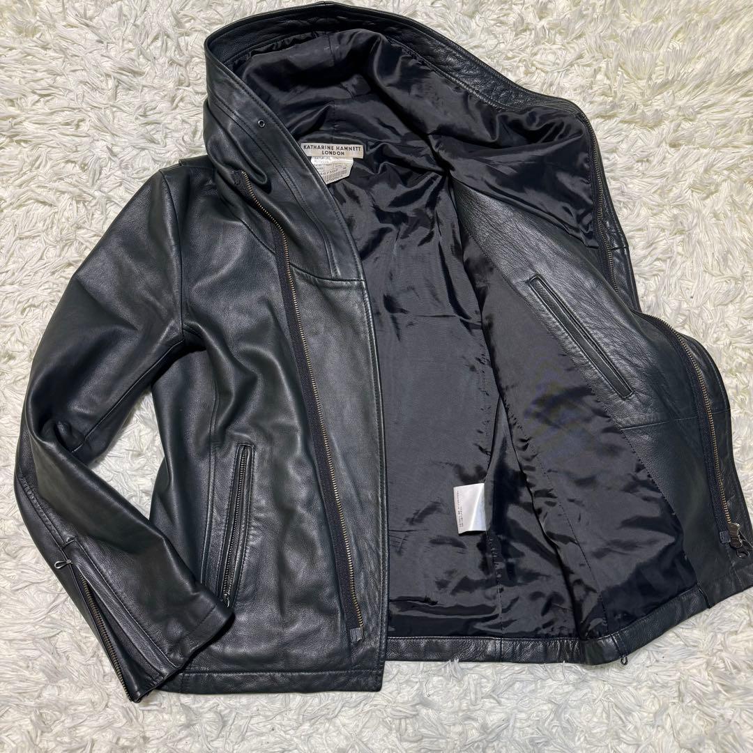 キャサリンハムネットロンドン ライダースジャケット レザー