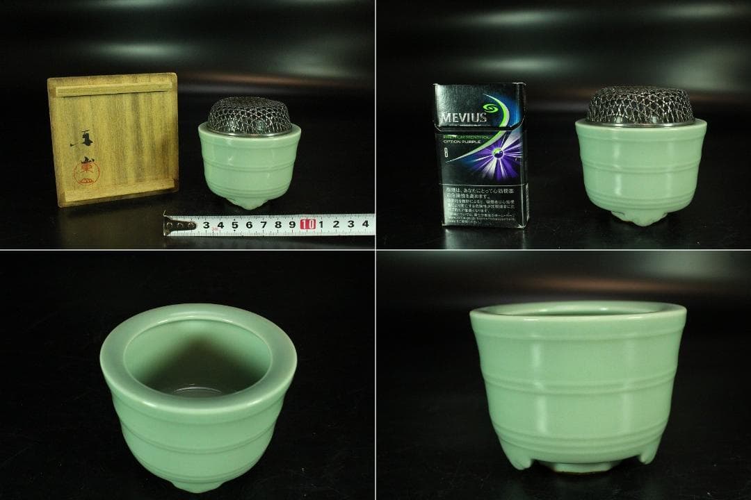 初代 宮永東山作 青磁香炉 銀火屋 37g 共箱 古美術(K-A640) - メルカリ