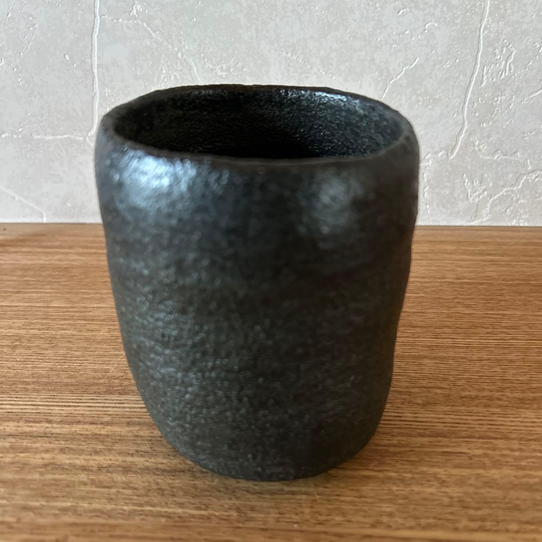 佐々木昭楽 楽焼窯 長次郎写風折 筒茶碗 茶道具