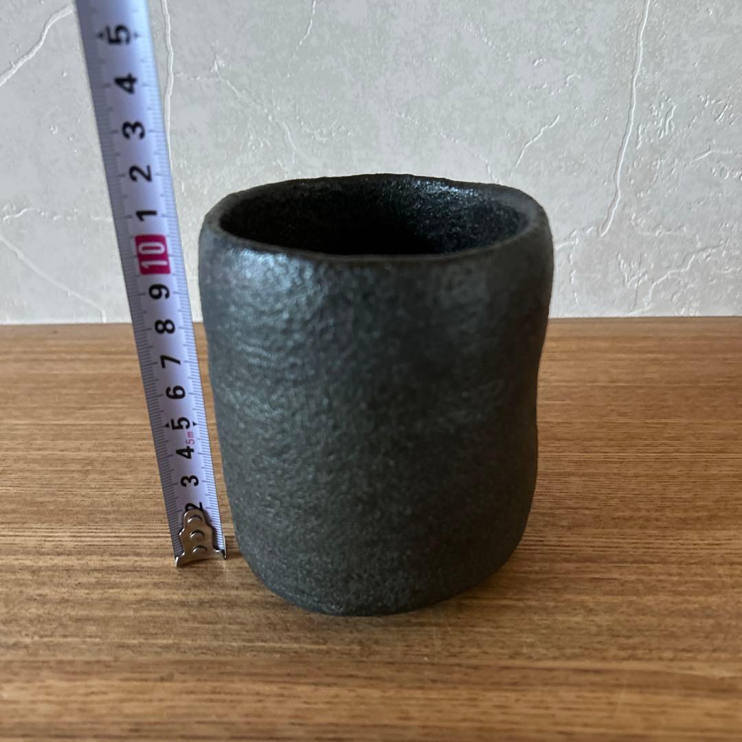 佐々木昭楽 楽焼窯 長次郎写風折 筒茶碗 茶道具