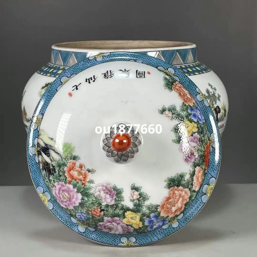 七仙女図茶筒 景徳鎮 陶磁器 装飾品 現代工芸品 美術品 置物