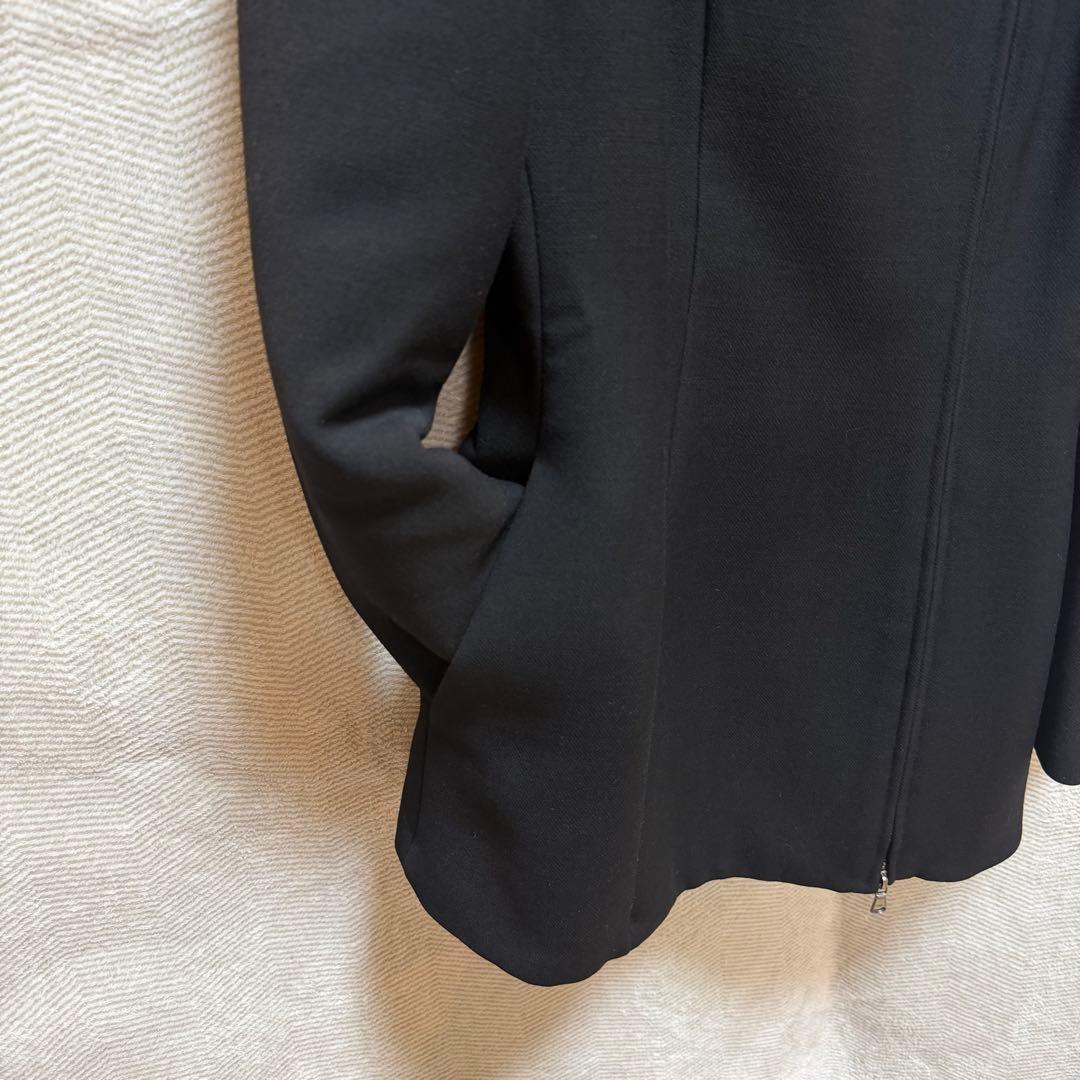 極美品ジョルジオアルマーニ 黒タグ ジップアップコート 2wayネック ブラック