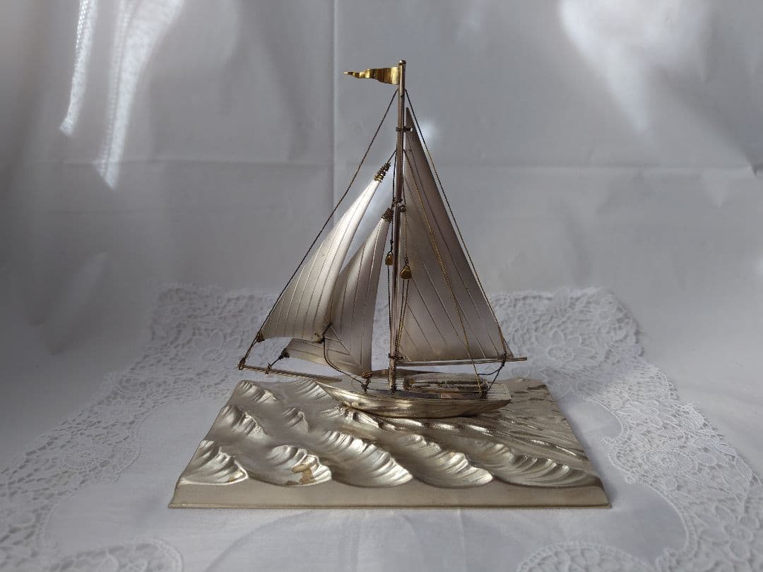 本日13時までお値下げ】silver刻印 工芸品 銀製 ヨット 船置物シルバー