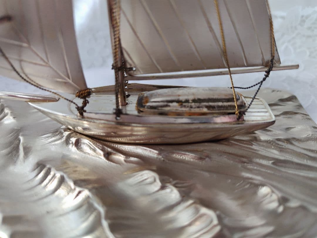 本日13時までお値下げ】silver刻印 工芸品 銀製 ヨット 船置物シルバー