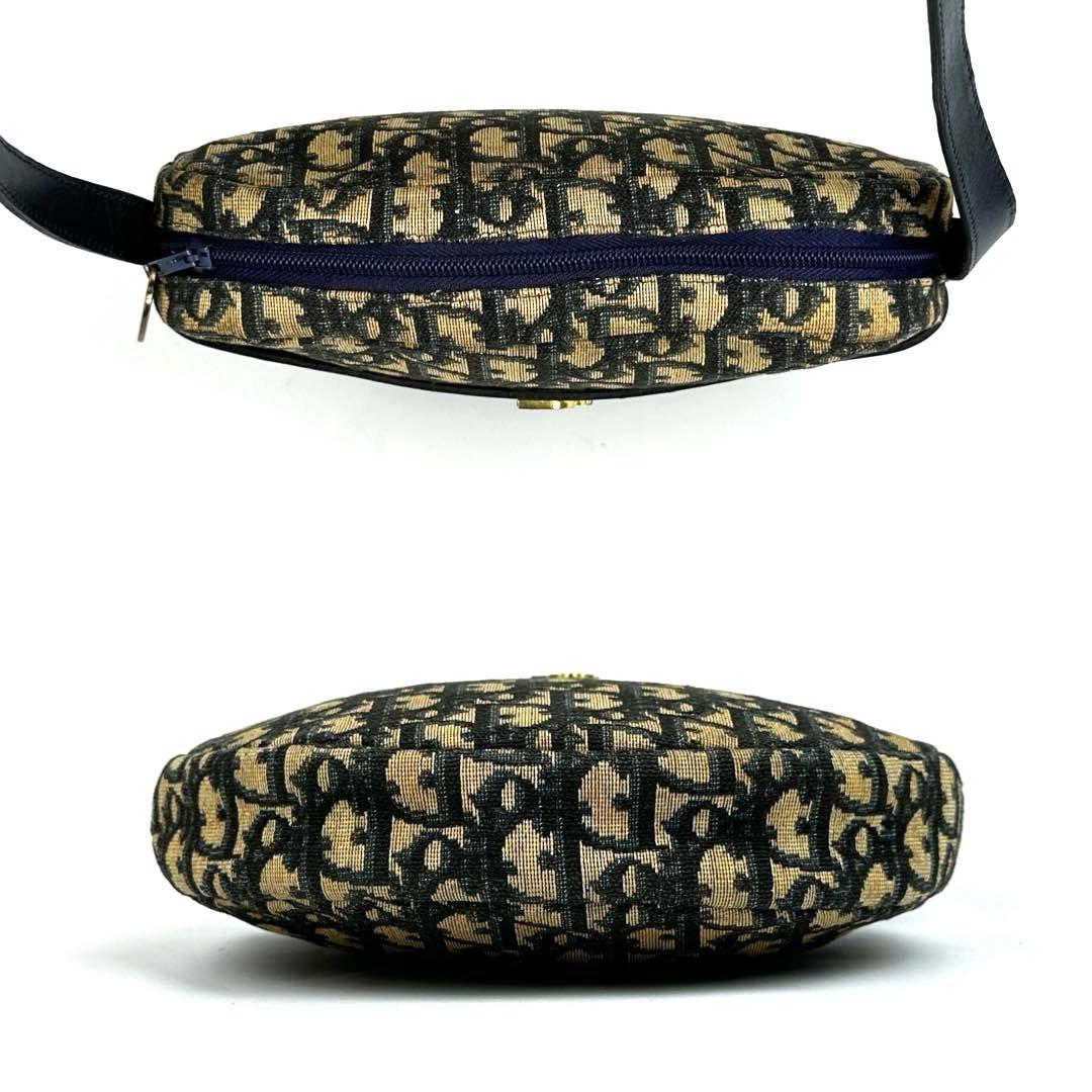 【美品】ディオール　ショルダーバッグ　トロッター　総柄　キャンバス　レザー　濃紺