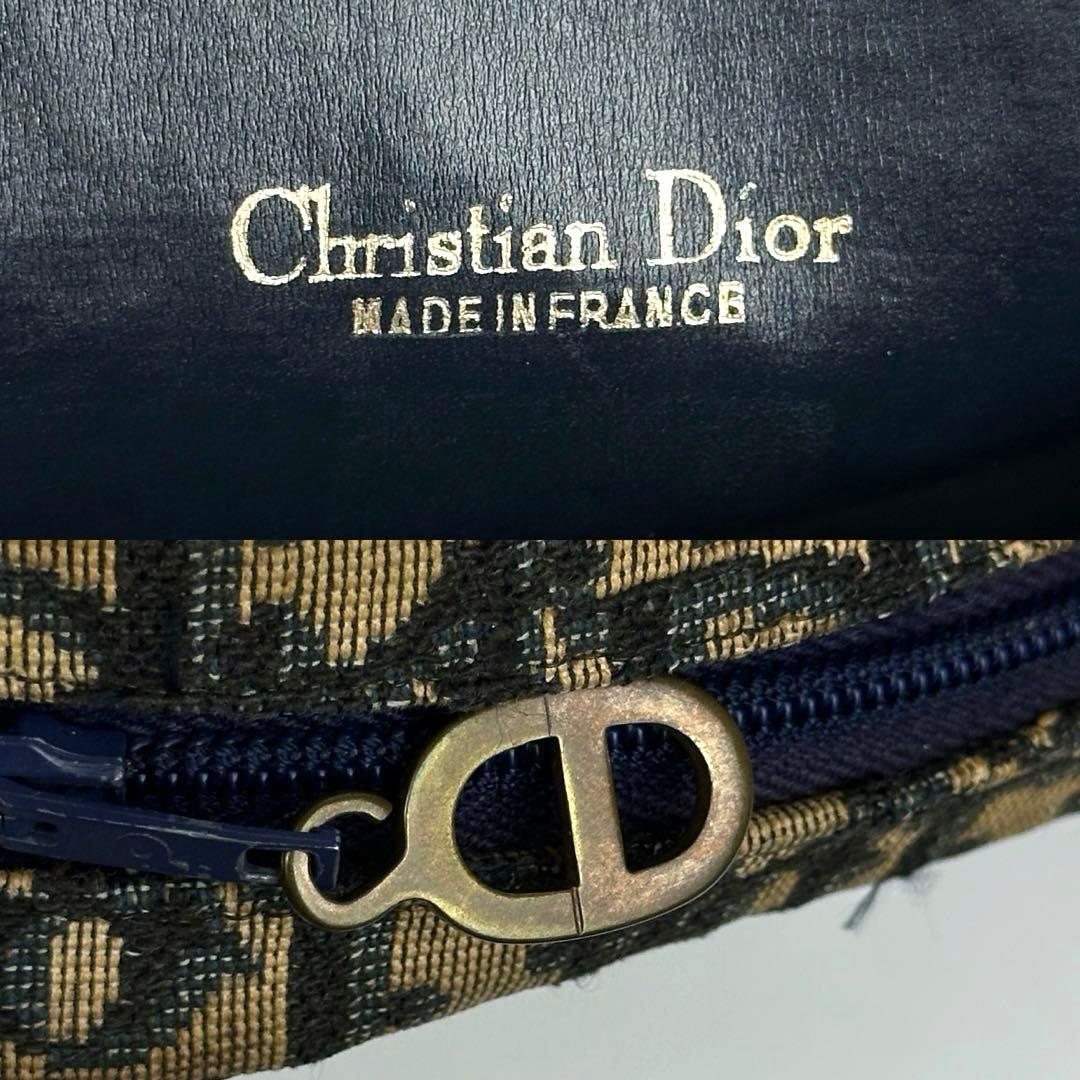 【美品】ディオール　ショルダーバッグ　トロッター　総柄　キャンバス　レザー　濃紺