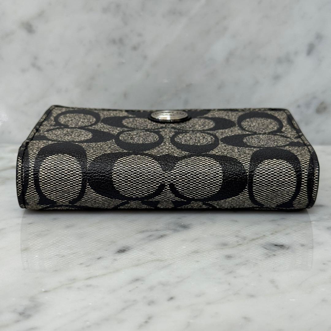 新品 未使用 COACH コーチ 二つ折り財布 ブラック 黒 本革 レザー