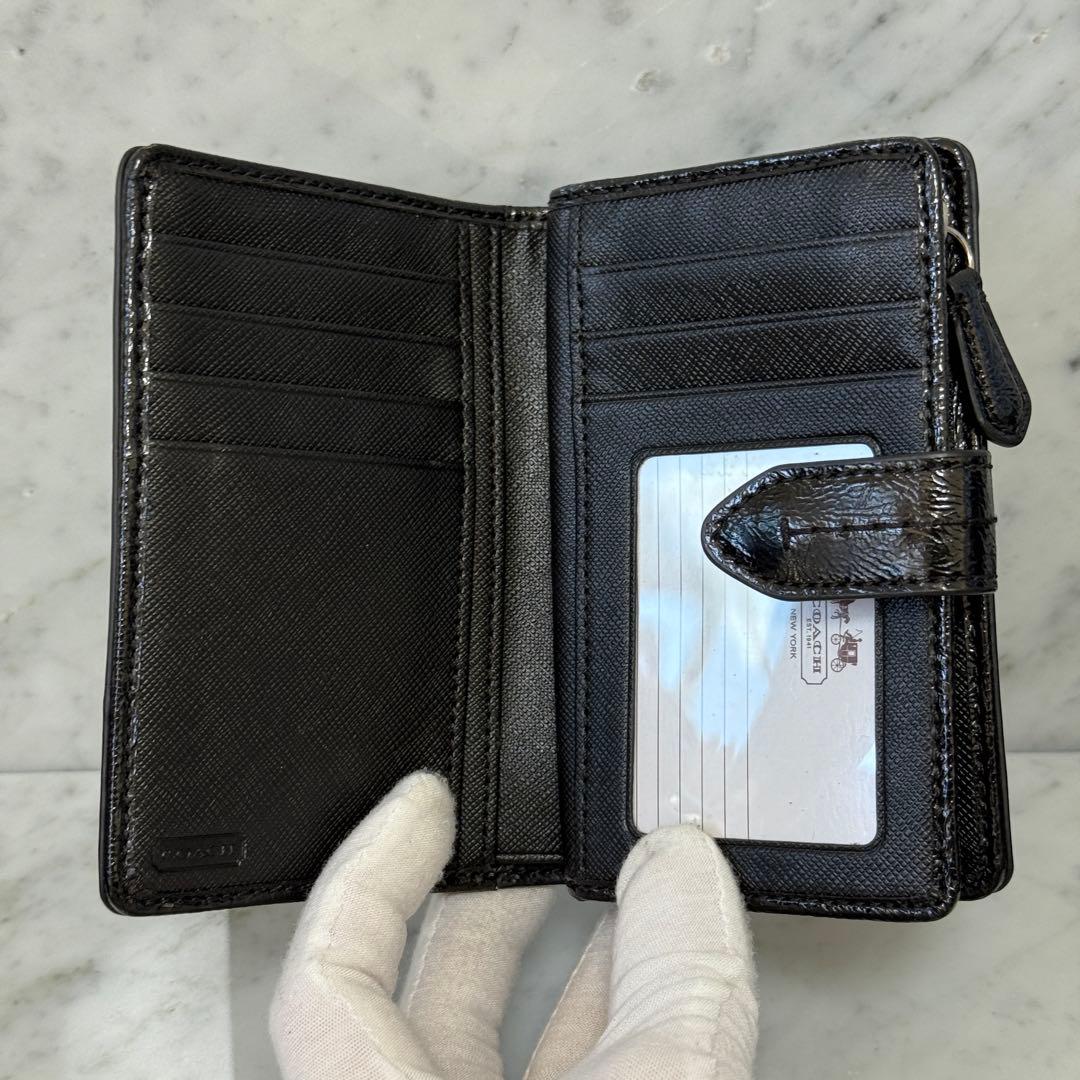 新品 未使用 COACH コーチ 二つ折り財布 ブラック 黒 本革 レザー