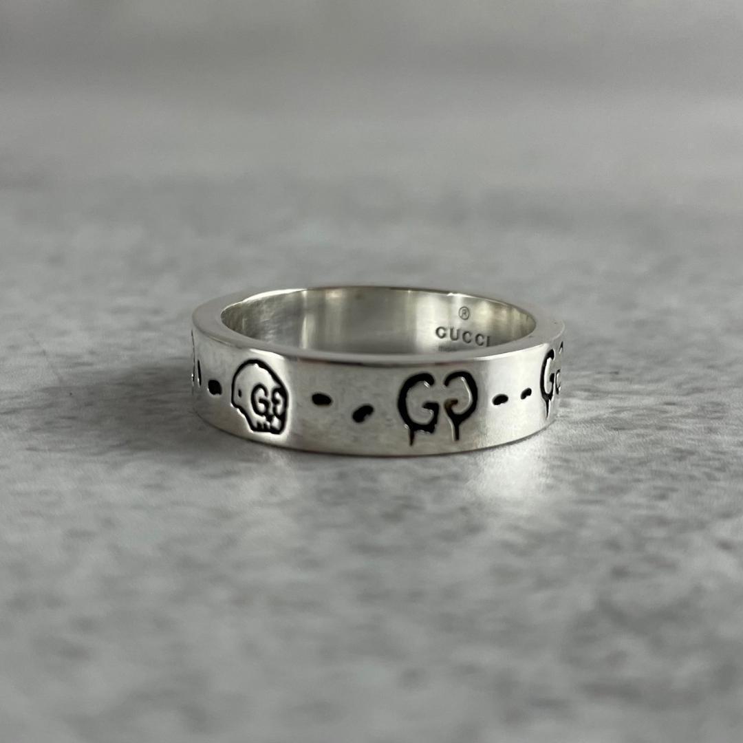 希少21号✨極美品 GUCCI ゴースト ワイド シルバー リング 925