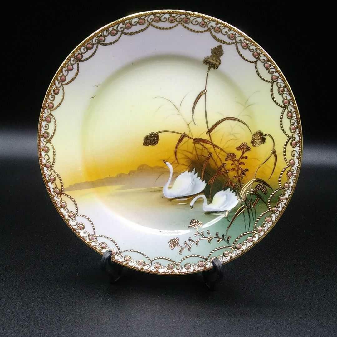 オールドノリタケ 鳥の絵柄 陶磁器皿 金色装飾 オールドノリタケ 金