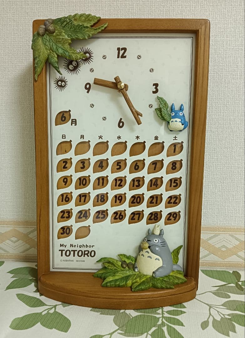 希少品】ジブリ となりのトトロ 万年カレンダー付き 置時計 掛け時計