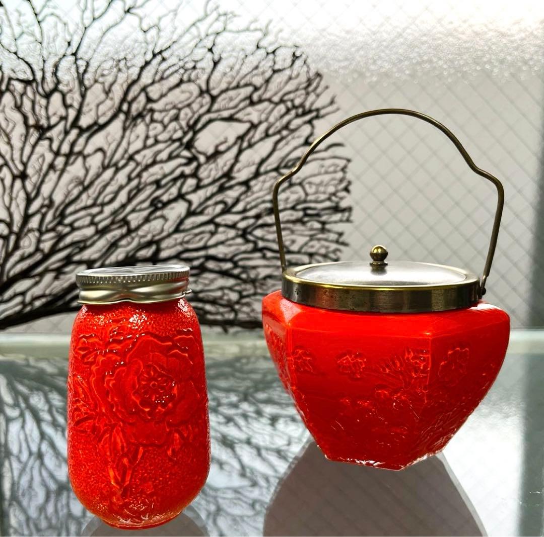 骨董 時代ガラス 超希少 瓜型 牡丹エンボス 飴屋瓶 金平糖瓶 菓子瓶