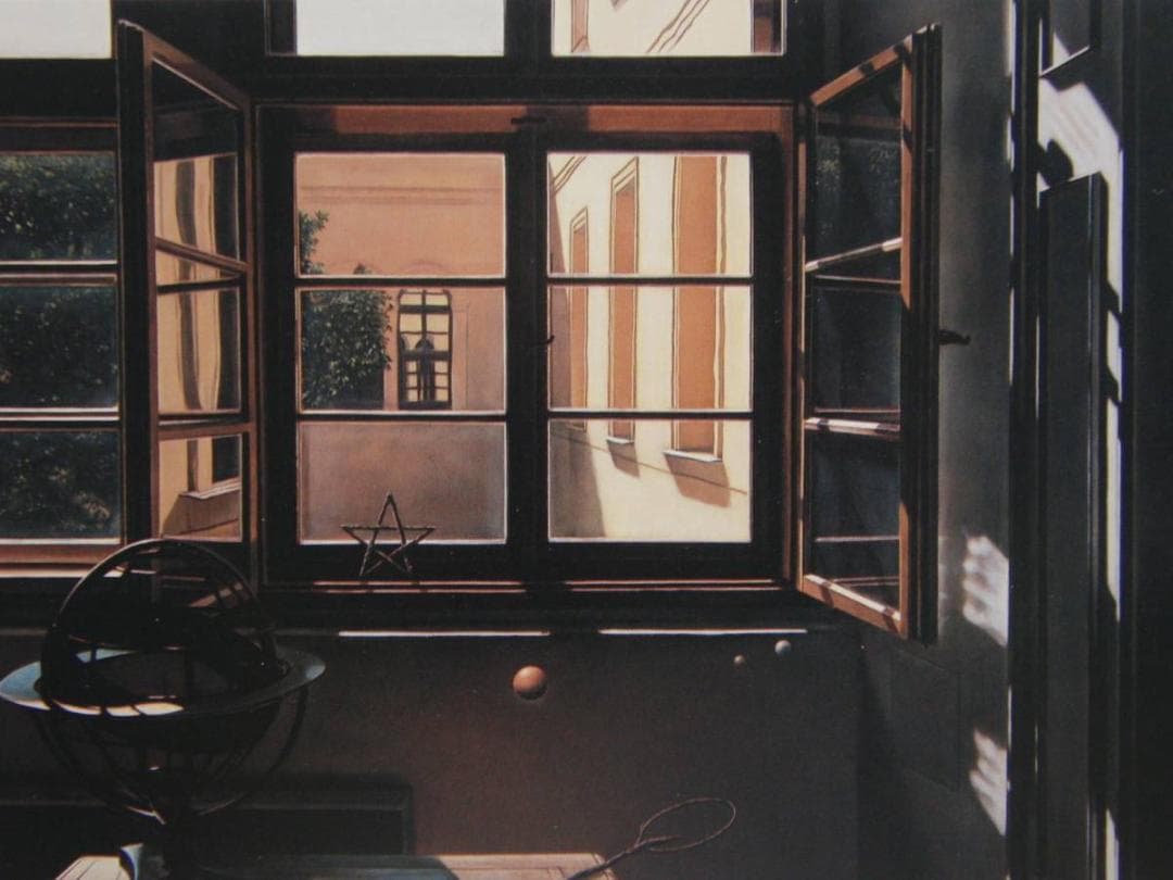 川口 起美雄「木星儀のある部屋」希少画集より、状態良好、新品高級額装付