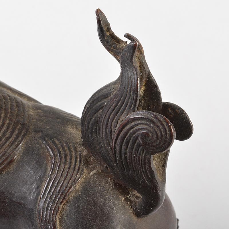 中国古銅宣徳銅玉乗り獅子親子鈴置物MR7409