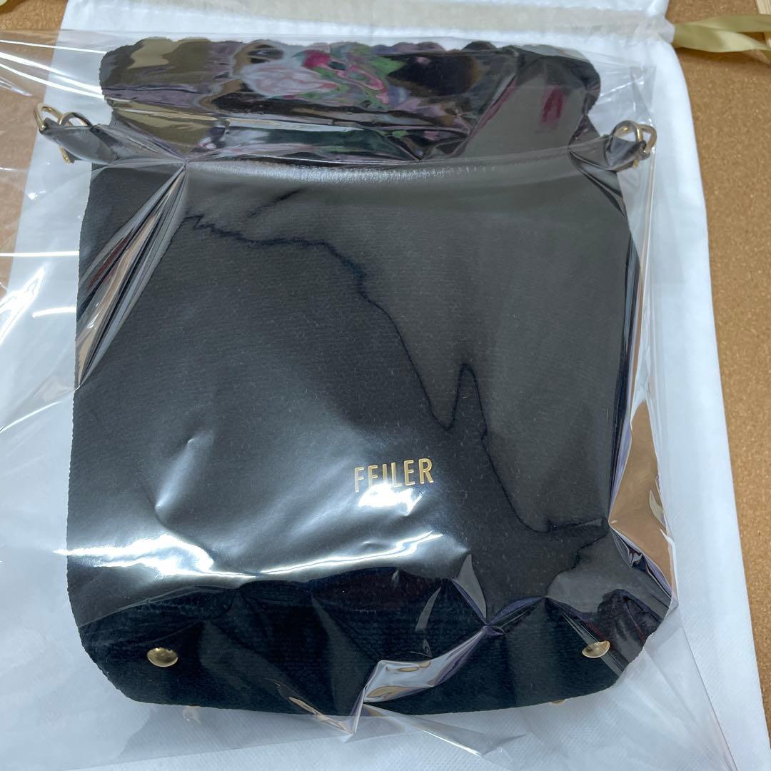 FEILER フェイラー　ユニ　巾着 バッグ　ブラック