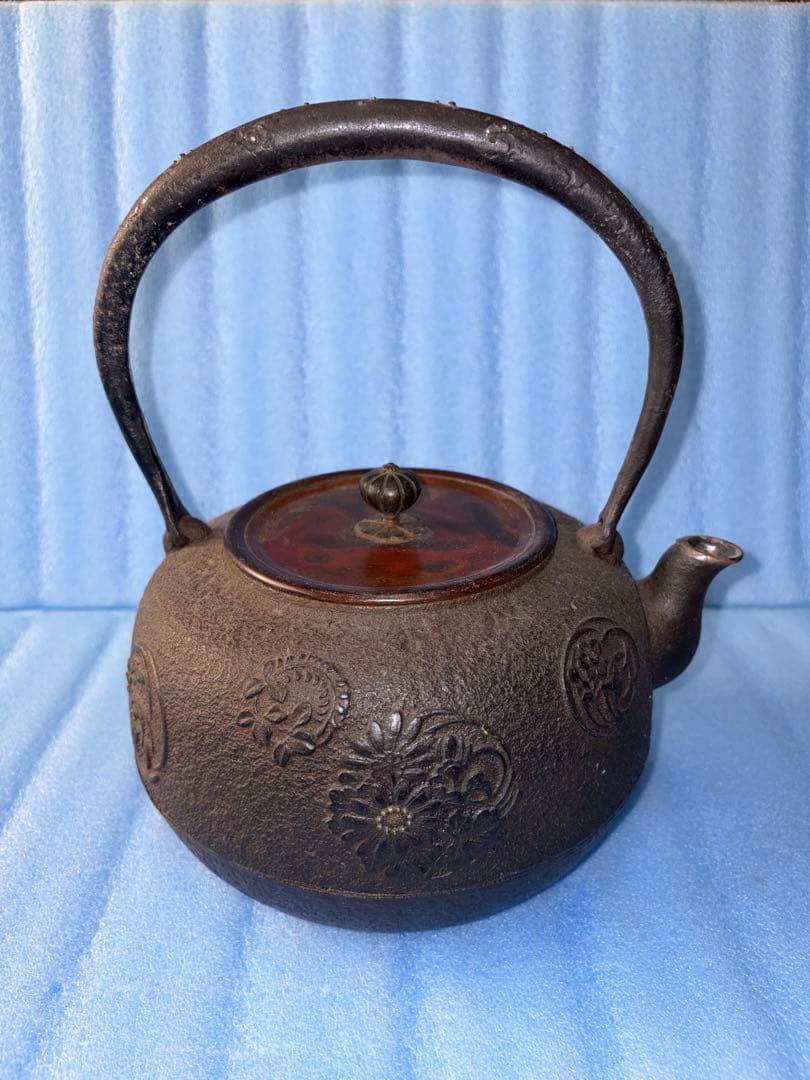 ☆ 人間国宝 釜師「高橋敬典作」粒銀象嵌提手 銀口銀