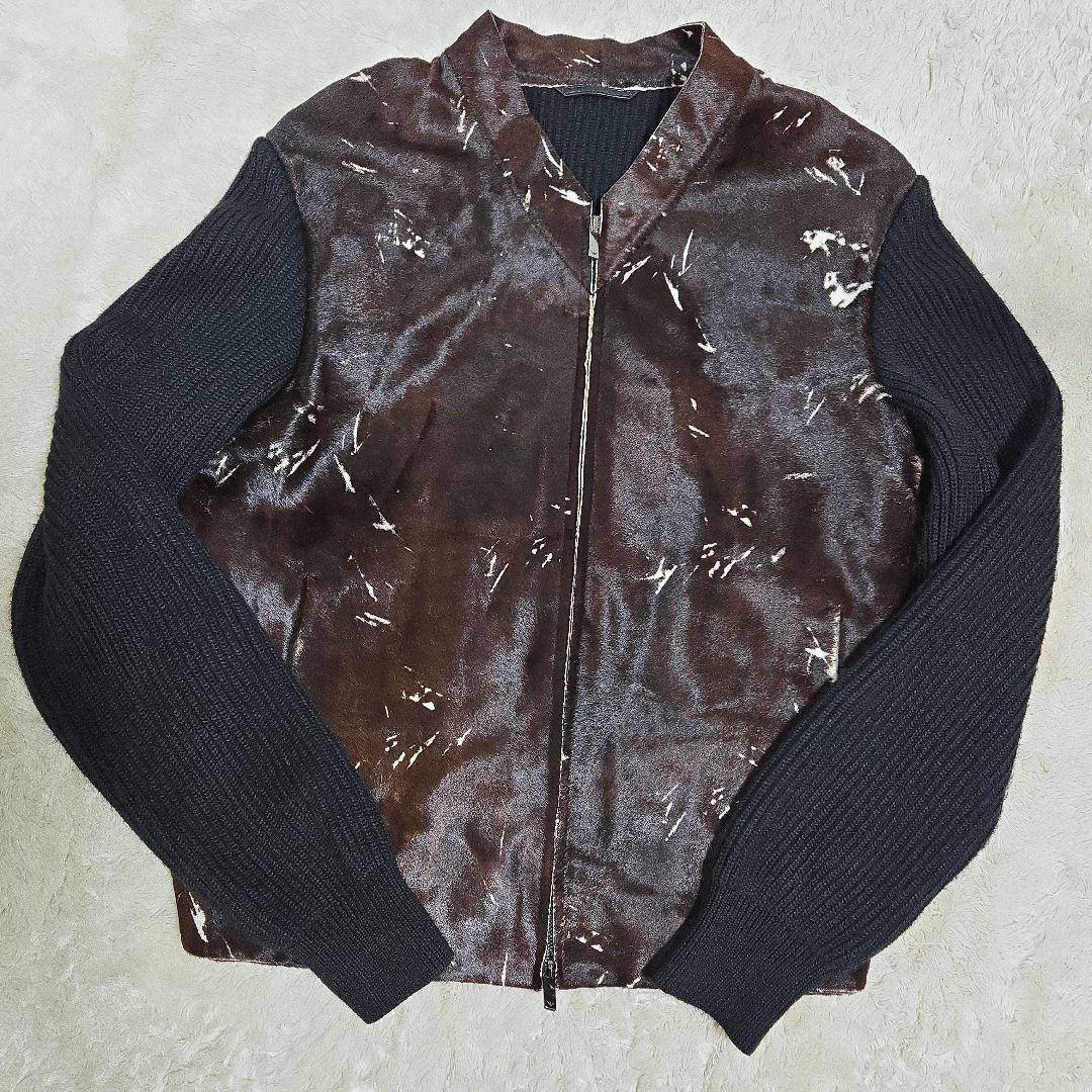 超希少 エンポリオアルマーニ ブラックポニー ハラコ毛皮 セーター ジャケット