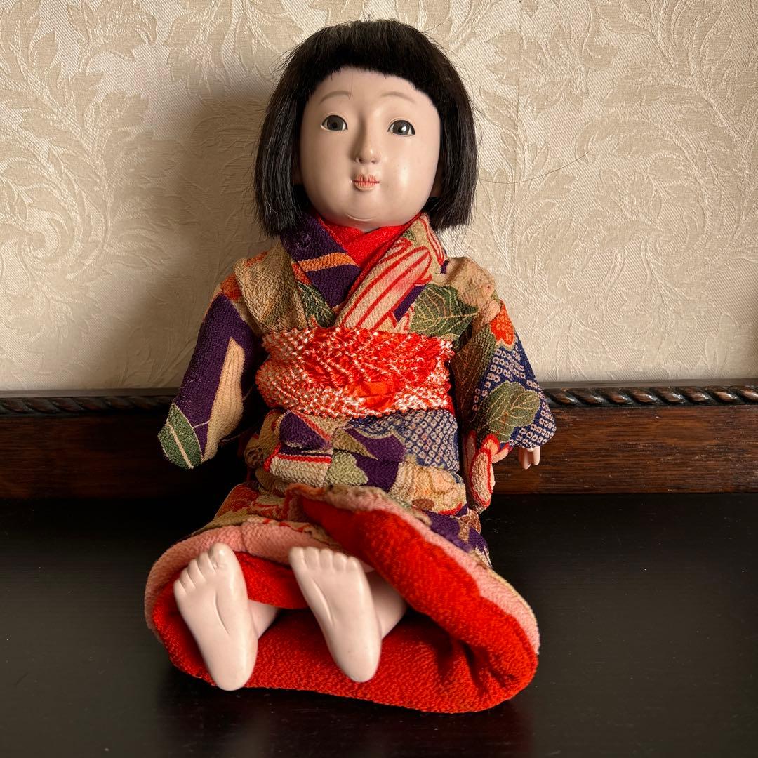 市松人形 江戸縮緬着物 アンティーク